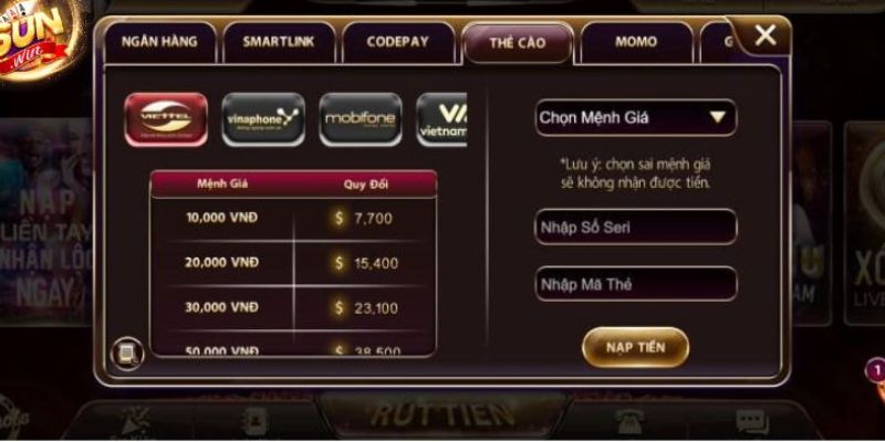 Nạp và rút tiền Sunwin bảo mật 100%